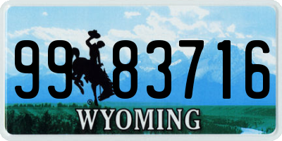 WY license plate 9983716