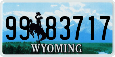 WY license plate 9983717
