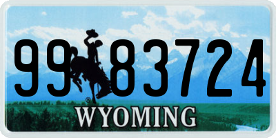 WY license plate 9983724