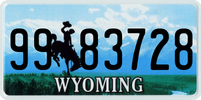 WY license plate 9983728