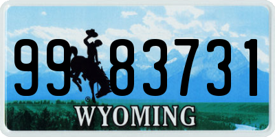 WY license plate 9983731