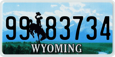 WY license plate 9983734