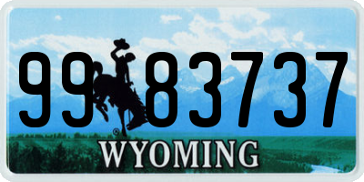 WY license plate 9983737