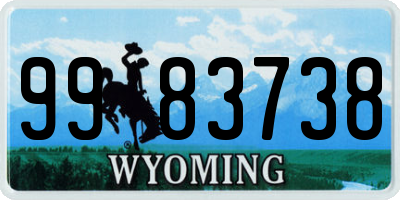 WY license plate 9983738