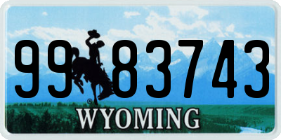 WY license plate 9983743