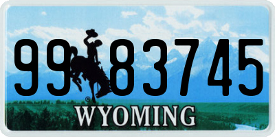 WY license plate 9983745