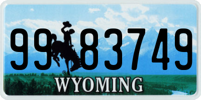 WY license plate 9983749