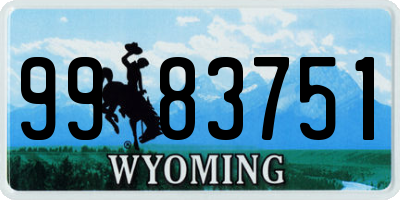 WY license plate 9983751