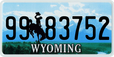 WY license plate 9983752