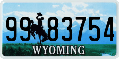 WY license plate 9983754