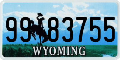 WY license plate 9983755