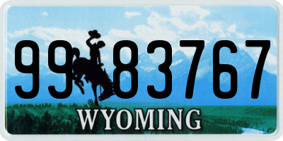 WY license plate 9983767