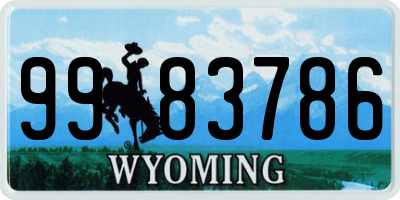 WY license plate 9983786