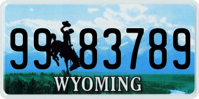 WY license plate 9983789