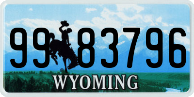 WY license plate 9983796
