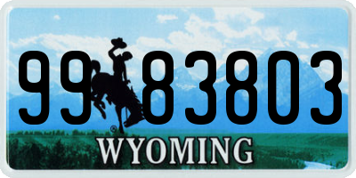 WY license plate 9983803