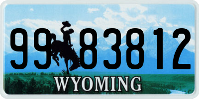 WY license plate 9983812