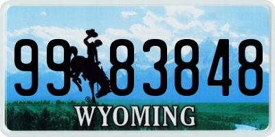 WY license plate 9983848