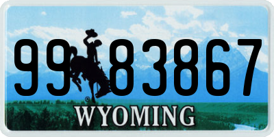 WY license plate 9983867