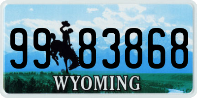 WY license plate 9983868