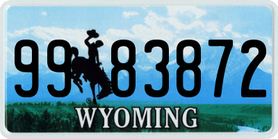 WY license plate 9983872