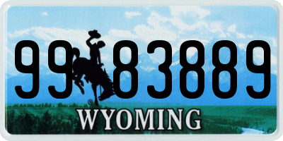WY license plate 9983889
