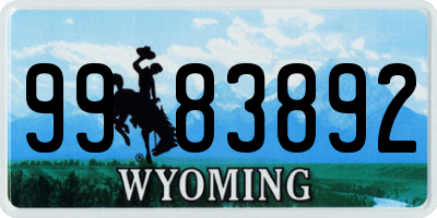 WY license plate 9983892