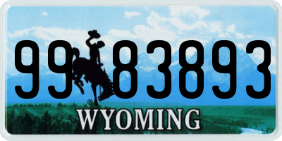 WY license plate 9983893