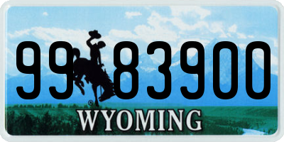 WY license plate 9983900