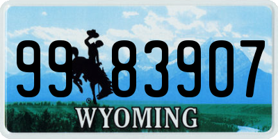 WY license plate 9983907