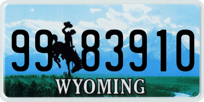 WY license plate 9983910