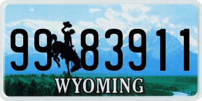 WY license plate 9983911