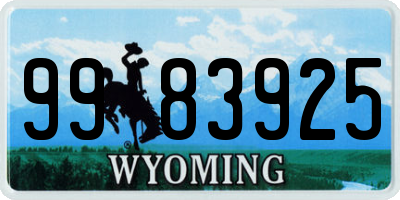 WY license plate 9983925