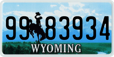 WY license plate 9983934