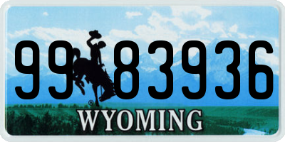WY license plate 9983936