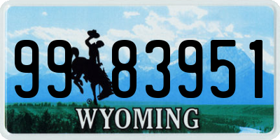 WY license plate 9983951