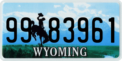 WY license plate 9983961