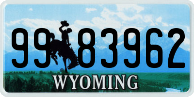 WY license plate 9983962