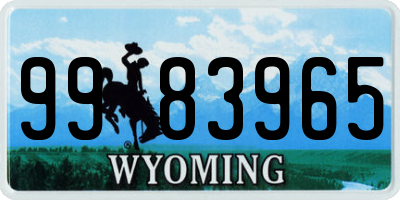 WY license plate 9983965