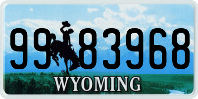 WY license plate 9983968