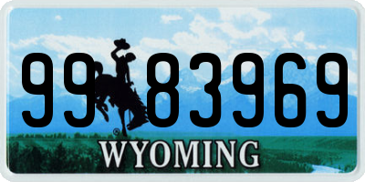 WY license plate 9983969