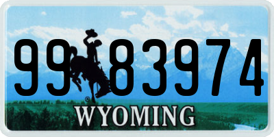 WY license plate 9983974