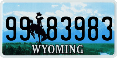 WY license plate 9983983