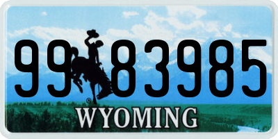 WY license plate 9983985