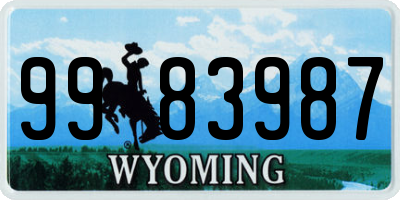 WY license plate 9983987