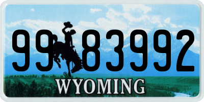 WY license plate 9983992