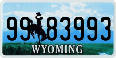 WY license plate 9983993