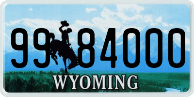 WY license plate 9984000