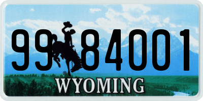 WY license plate 9984001