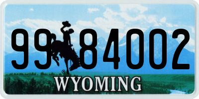 WY license plate 9984002